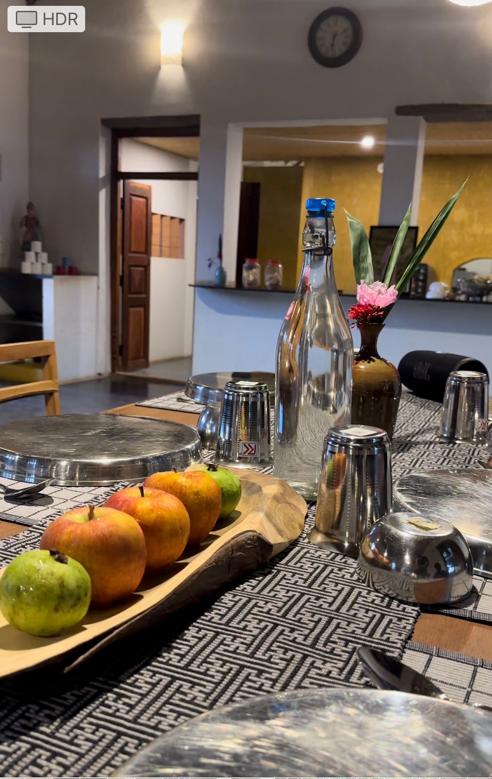 Dining table at Annalaya with fresh organic produce